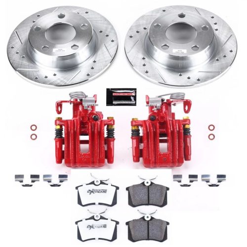 2001-2005 Audi Allroad Quattro Rear Z26 Street Warrior Brake Upgrade Kit with Drilled & Slotted Rotors, Carbon-Fiber Ceramic Pads, Powder Coated Calipers - Premium Replacement
