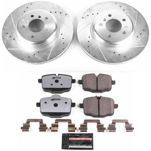2011-2016 BMW 550i Rear Z26 Street Warrior Brake Upgrade Kit - High-Performance Drilled & Slotted Rotors with Carbon-Fiber Ceramic Pads for Heavy-Duty Towing and Street Use - Premium Replacement