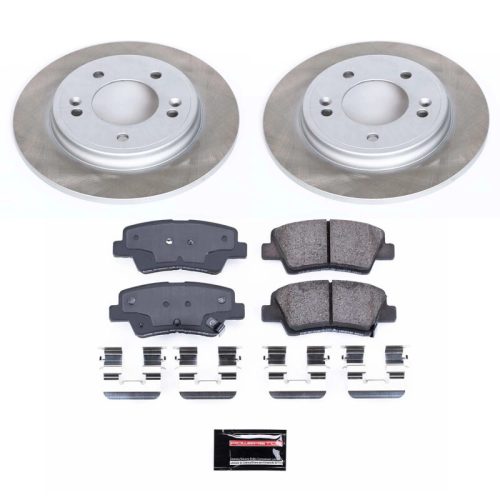 2019-2021 Hyundai Veloster, 2020 Kia Forte Rear Semi-Coated Rotor Brake Assembly - Heavy-Duty Replacement with Ceramic Pads and Corrosion-Resistant Rotors