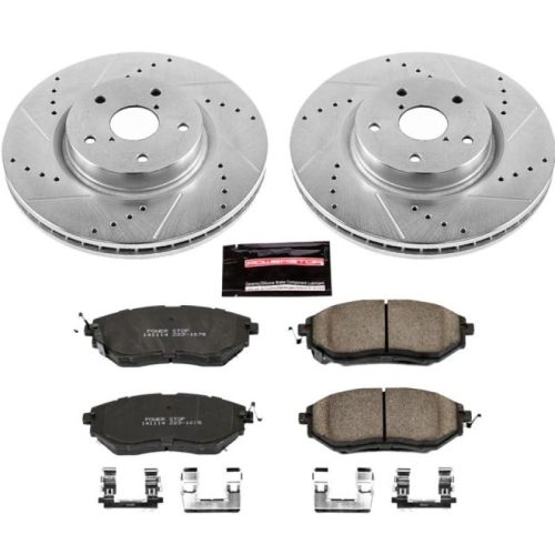 2015 Subaru Legacy, Outback & WRX Heavy-Duty Drilled & Slotted Brake Rotor and Carbon-Fiber Ceramic Brake Pads Upgrade - Premium Replacement
