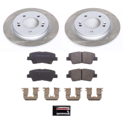 2017-2020 Hyundai Elantra & 2017-2017 Kia Niro Rear Heavy-Duty Semi-Coated Rotor and Ceramic Brake Pad Assembly - Premium Replacement