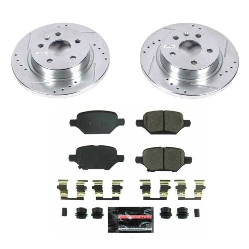 2018-2019 Buick Encore Rear Z23 Evolution Sport Brake Upgrade Kit - Drilled & Slotted Rotors with Carbon-Fiber Ceramic Pads for Heavy-Duty Performance - Premium Replacement