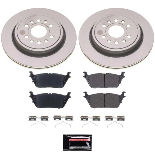 2021-2023 Ram 1500 & Jeep Grand Wagoneer Rear Z17 Geomet Coated Brake Rotor and Ceramic Pad Assembly - Premium Replacement