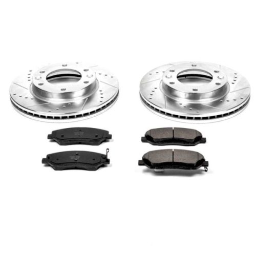 2011-2014 Kia Sedona & 2007-2008 Hyundai Entourage Front Z23 Evolution Sport Brake Rotor and Pad Upgrade Kit - Heavy-Duty Drilled & Slotted Performance Replacement