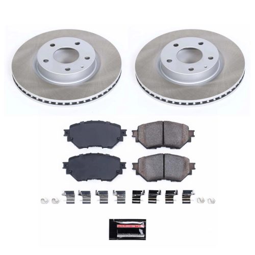 2017-2018 Mazda 3 Front Semi-Coated Rotor Brake Assembly with Ceramic Pads - Premium Replacement