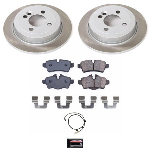 2007-2010 Mini Cooper Rear Semi-Coated Rotor Brake Assembly with Ceramic Pads - Premium Replacement