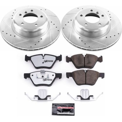 2011-2016 BMW Z4 Front Brake Performance Upgrade Kit with Drilled & Slotted Rotors and Carbon-Fiber Ceramic Pads - Heavy-Duty Replacement for Street & Track Use