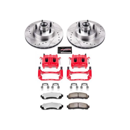 2010-2011 Ford Ranger Front Z36 Truck & Tow Brake Performance Kit - Heavy Duty Drilled & Slotted Rotors with Carbon-Fiber Ceramic Pads and Powder Coated Calipers - Premium Replacement