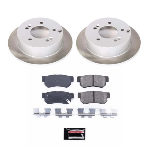 2002-2008 Hyundai Sonata Rear Semi-Coated Rotor Brake Assembly with Ceramic Brake Pads - Premium Replacement