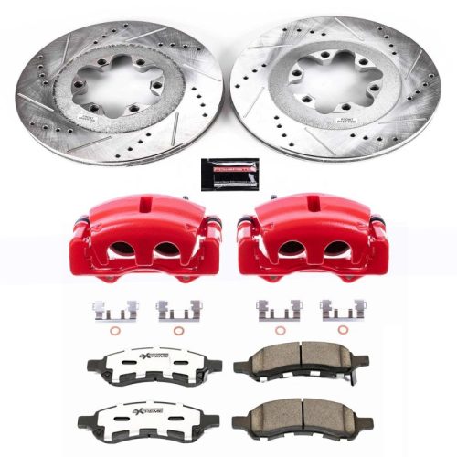 2009-2012 Chevrolet Colorado GMC Canyon Front Z26 Street Warrior Brake Upgrade Kit with Drilled & Slotted Rotors - Premium Replacement