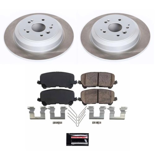 2014-2016 Acura MDX Rear Semi-Coated Rotor Brake Kit with Ceramic Brake Pads - Premium Replacement