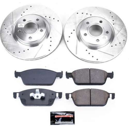 2017-2018 Ford Escape & Lincoln MKC Front Z23 Evolution Sport Brake Upgrade Kit - Heavy-Duty Drilled & Slotted Rotors with Carbon-Fiber Ceramic Pads for Towing and Daily Driver Performance