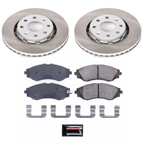 2004-2007 Chevrolet Aveo Front Semi-Coated Rotor and Ceramic Brake Pads Assembly - Premium Replacement