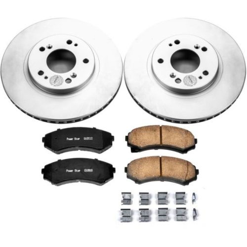 2004-2007 Mitsubishi Endeavor Front Z17 Evolution Geomet Coated Brake Rotor and Ceramic Pad Assembly - Premium Replacement