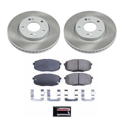 2011-2012 Hyundai Elantra Front Semi-Coated Rotor Brake Assembly with Ceramic Pads and Hardware - Premium Replacement