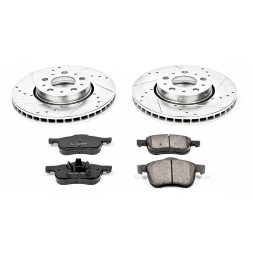 2002-2007 Volvo V70 & S60 Front Z23 Evolution Sport Brake Kit with Drilled & Slotted Rotors - Premium Heavy-Duty Replacement