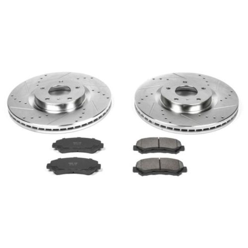 2009-2013 Nissan Maxima Front Z23 Evolution Sport Brake Upgrade Kit with Drilled & Slotted Rotors - Premium Replacement