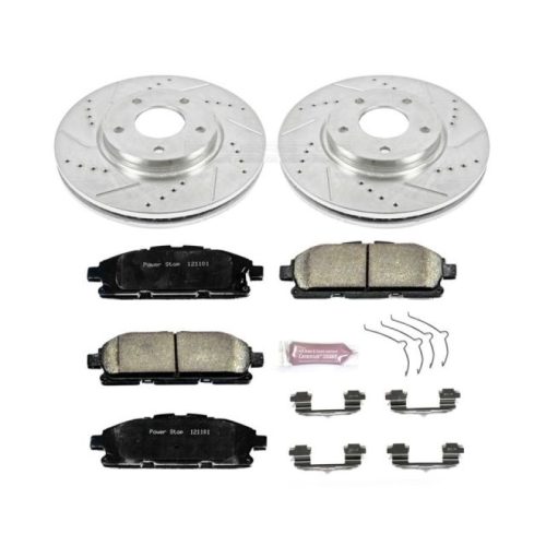 2011-2013 Nissan Quest Front Z23 Evolution Sport Brake Upgrade Kit - Heavy-Duty Drilled & Slotted Rotors with Carbon-Fiber Ceramic Pads - Premium Replacement