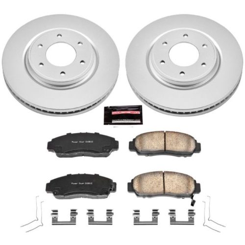 2011-2014 Nissan Titan & Armada Front Brake Rotor and Ceramic Pad Assembly - Heavy-Duty Fleet Replacement with Geomet Coated Rotors and Low-Dust Ceramic Brake Pads