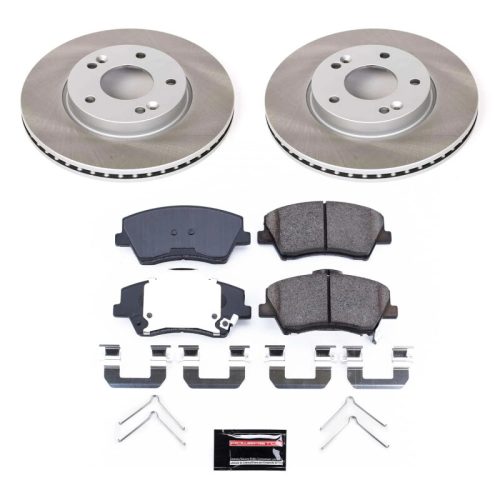 2017-2019 Hyundai Elantra Front Semi-Coated Rotor Brake Assembly with Ceramic Pads - Premium Replacement