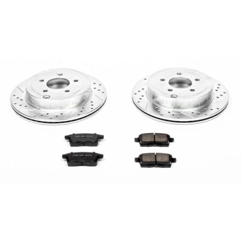 2007-2010 Ford Edge Rear Z23 Evolution Sport Brake Upgrade Kit with Drilled & Slotted Rotors - Premium Replacement