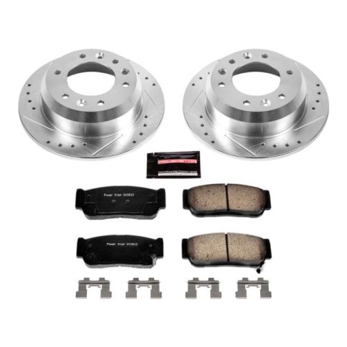 2006-2007 Hyundai Entourage & Kia Sedona Rear Brake Upgrade Kit with Drilled & Slotted Rotors and Carbon-Fiber Ceramic Pads - Premium Replacement