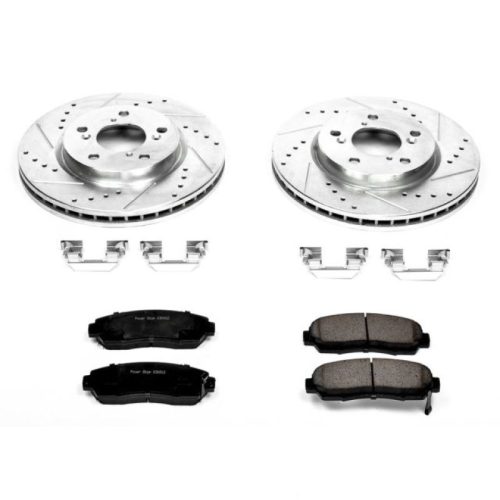 2005-2007 Honda Odyssey Front Z23 Evolution Sport Brake Kit - Heavy Duty Drilled & Slotted Rotors with Carbon-Fiber Ceramic Pads - Premium Replacement