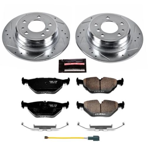1989 BMW 525i Rear Brake Rotor and Pad Assembly - Heavy-Duty Drilled & Slotted Rotors with Carbon-Fiber Ceramic Pads - Premium Replacement