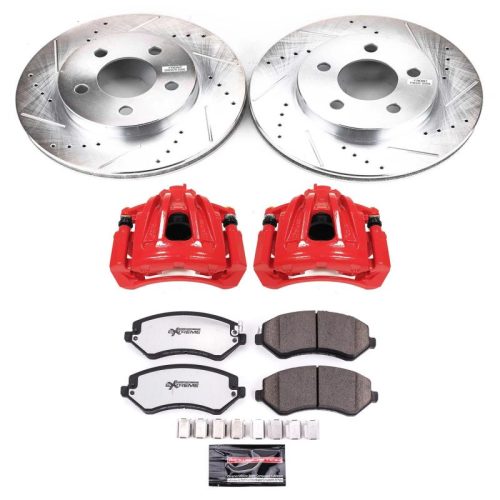 2005-2007 Jeep Liberty Front Z36 Truck & Tow Brake Upgrade Kit with Drilled & Slotted Rotors, Carbon-Fiber Ceramic Pads and Powder Coated Calipers - Premium Replacement
