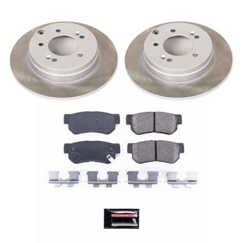 2006-2008 Hyundai Sonata Rear Semi-Coated Rotor Brake Assembly with Ceramic Pads - Premium Replacement