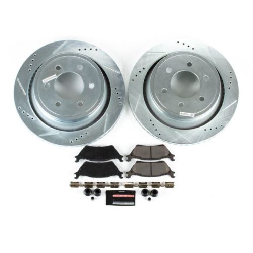 2012-2013 Ford F-150 Rear Brake Upgrade Kit with Drilled & Slotted Rotors and Carbon-Fiber Ceramic Pads - Premium Heavy-Duty Replacement