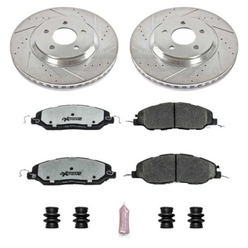 2011-2014 Ford Mustang Front Z26 Street Warrior Brake Upgrade Kit - Heavy-Duty Drilled & Slotted Rotors with Carbon-Fiber Ceramic Pads - Premium Replacement