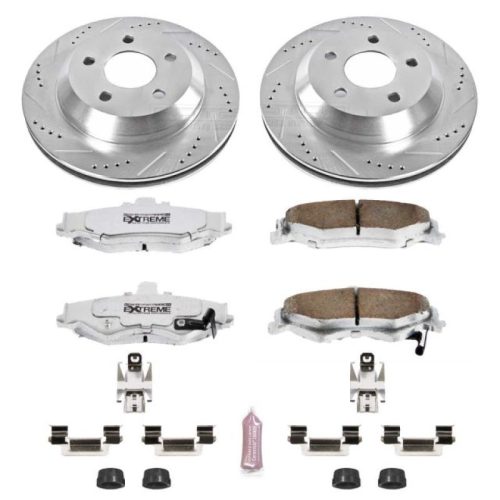 2002-2002 Pontiac Firebird Rear Z26 Street Warrior Brake Upgrade Kit with Drilled & Slotted Rotors - Premium Replacement