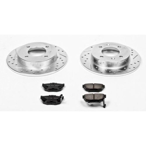 2000-2004 Hyundai Elantra & Tiburon Rear Z23 Evolution Sport Brake Upgrade Kit - Heavy Duty Drilled and Slotted Rotors with Carbon-Fiber Ceramic Pads - Premium Replacement