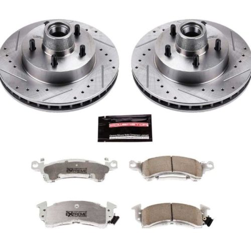 1971-1973 Buick Centurion Front Z26 Street Warrior Brake Upgrade Kit - Heavy-Duty Drilled & Slotted Rotor with Carbon-Fiber Ceramic Pads for Performance Vehicles - Premium Replacement