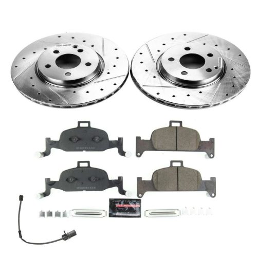 2018-2021 Audi Q5 Front Z23 Evolution Sport Brake Upgrade Kit - Drilled & Slotted Rotors, Carbon-Fiber Ceramic Brake Pads, Premium Hardware for Heavy-Duty Performance