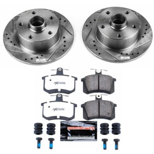 1996-1997 Audi A4 Rear PowerStop Z26 Street Warrior Brake Kit - Heavy-Duty Drilled & Slotted Rotors with Carbon-Fiber Ceramic Pads - Premium Replacement