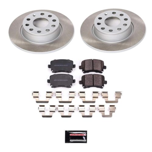 2010 Volkswagen Golf Rear Semi-Coated Rotor Brake Assembly with Ceramic Pads - Premium Replacement