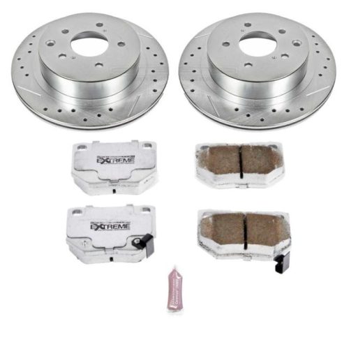 1989-1992 Nissan 300ZX Rear Brake Upgrade Kit with Drilled & Slotted Rotors and Carbon-Fiber Ceramic Pads - Heavy-Duty Performance Replacement
