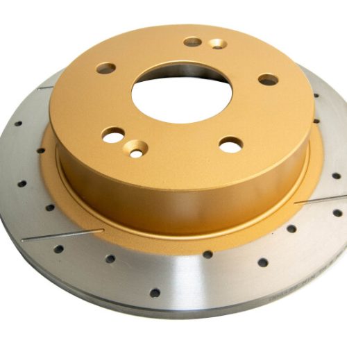 DBA Street Series 4000 Rear Drilled and Slotted Rotor with Gold Finish for Honda Accord 1997-2003 3.0L - Premium Replacement