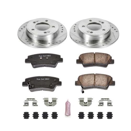 2011-2014 Hyundai Elantra Rear Z23 Evolution Sport Brake Upgrade Kit - Premium Heavy-Duty Drilled & Slotted Rotor and Carbon-Fiber Ceramic Brake Pads