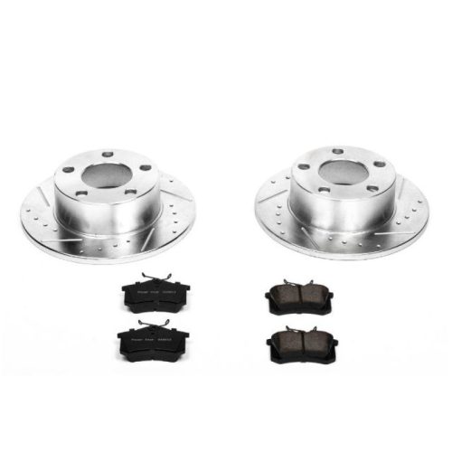 2003-2004 Volkswagen Passat, 1998-2004 Audi A6 Rear Z23 Evolution Sport Brake Upgrade Kit - Premium Heavy-Duty Drilled & Slotted Rotor with Carbon-Fiber Ceramic Pads