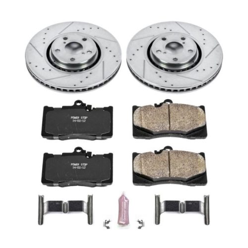 2007-2011 Lexus GS350 Front Z23 Evolution Sport Brake Upgrade Kit - Heavy-Duty Drilled & Slotted Rotor and Carbon-Fiber Ceramic Brake Pads - Premium Replacement