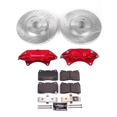 2003-2006 Mitsubishi Lancer Front Brake Upgrade Kit with Drilled & Slotted Rotors, Carbon-Fiber Ceramic Pads, Powder Coated Calipers - Premium Replacement