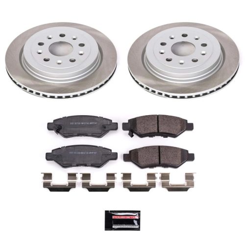 2010-2013 Cadillac CTS Rear Semi-Coated Rotor Brake Assembly with Ceramic Pads - Premium Replacement