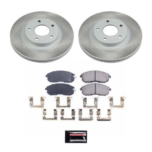 2002-2005 Nissan Maxima Front Semi-Coated Rotor Brake Assembly with Ceramic Pads - Premium Replacement