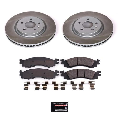 2011-2012 Ford Taurus Front Heavy-Duty Semi-Coated Rotor Brake Assembly with Ceramic Pads - Premium Replacement