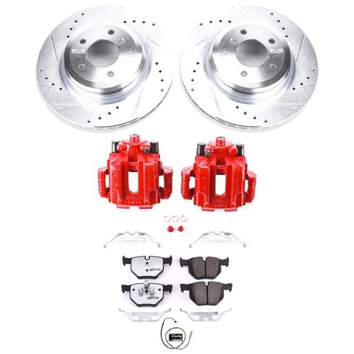 2011-2013 BMW 335i, 2011-2013 BMW 335is, 2011-2013 BMW 335d Rear Z26 Street Warrior Brake Upgrade Kit with Powder Coated Calipers - Premium Replacement