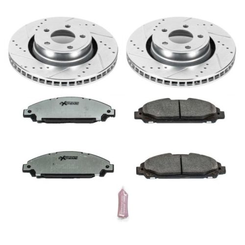 2015-2018 Ford Mustang Front Z26 Street Warrior Brake Upgrade Kit - Heavy-Duty Drilled & Slotted Rotors with Carbon-Fiber Ceramic Pads - Premium Replacement