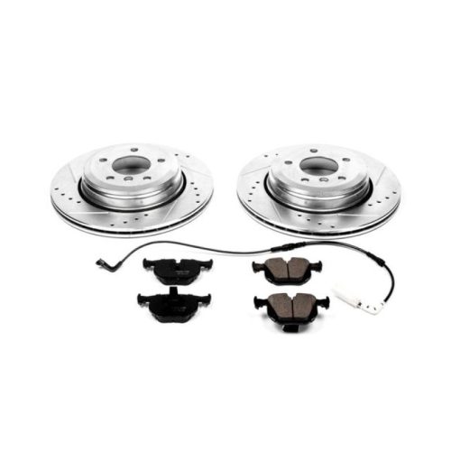 2004-2009 BMW 525i, 2004-2009 BMW 530i, 2006-2009 BMW 528i Rear Brake Upgrade Kit with Drilled & Slotted Rotors and Carbon-Fiber Ceramic Pads - Premium Replacement